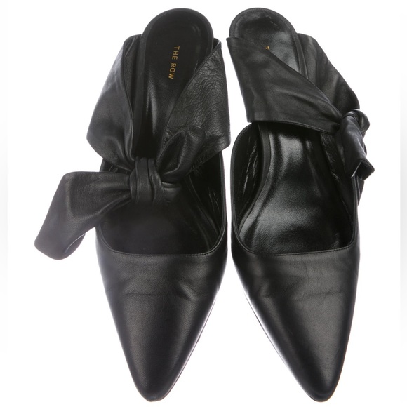 The Row Leather Coco Mules in Black - Picture 2 of 8